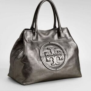 Tory Burch double stacked logo Metallic Tote Authentic